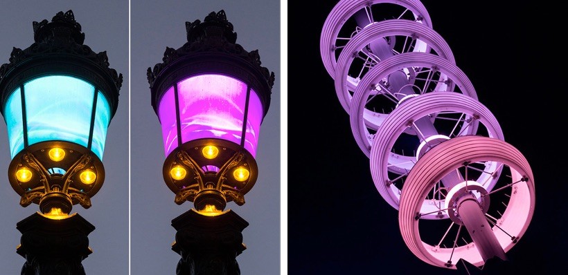 The lanterns of the brige Pont des Amours in Annecy / The masts of the Boulevard de la Seille in Metz